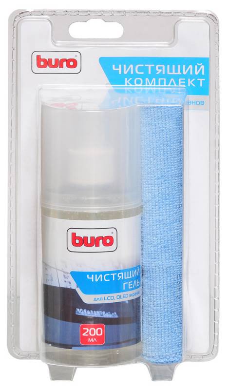 Чистящий набор (салфетки + гель) Buro BU-Glcd (салфетка и гель) для экранов ЖК мониторов блистер 200