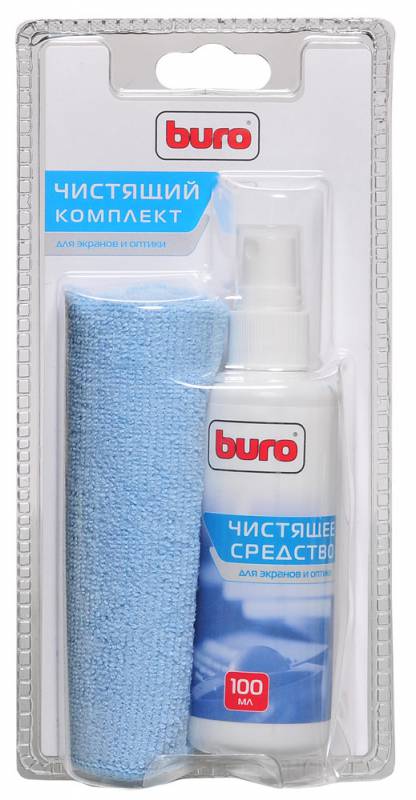 Чистящий набор (салфетки + гель) Buro BU-S/MF (салфетка и спрей) для экранов и оптики блистер 100мл