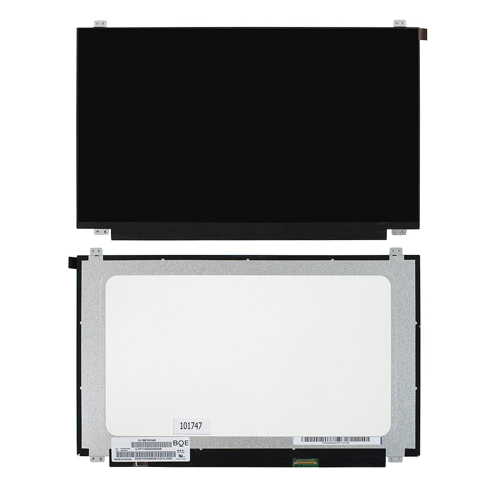 Матрица для ноутбука 15.6" 1920x1080 FHD, 30 pin Slim IPS, крепления сверху/снизу (уши). Матовая. NV156FHM-N48.