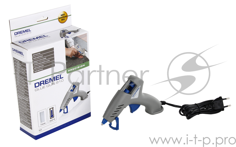 Клеевой пистолет Dremel Glue Gun 910 F0130910JC (220В, 165град., 7мм) + 3 стержня