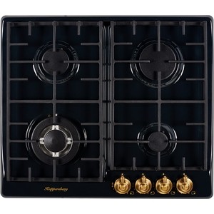 Газовая варочная поверхность Kuppersberg Газовая варочная поверхность металл, ширина 60 см, 4 газовые конфорки, 1 конфорка повышенной мощности, автоподжиг, газ-контроль, чугунные решетки, цвет антрацит/ручки цвета бронза