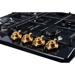 Газовая варочная поверхность Kuppersberg Газовая варочная поверхность металл, ширина 60 см, 4 газовые конфорки, 1 конфорка повышенной мощности, автоподжиг, газ-контроль, чугунные решетки, цвет антрацит/ручки цвета бронза