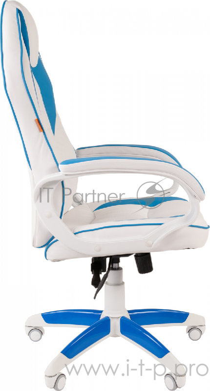 Игровое кресло Chairman game 16 белый/голубой (экокожа, регулируемый угол наклона, механизм качания)