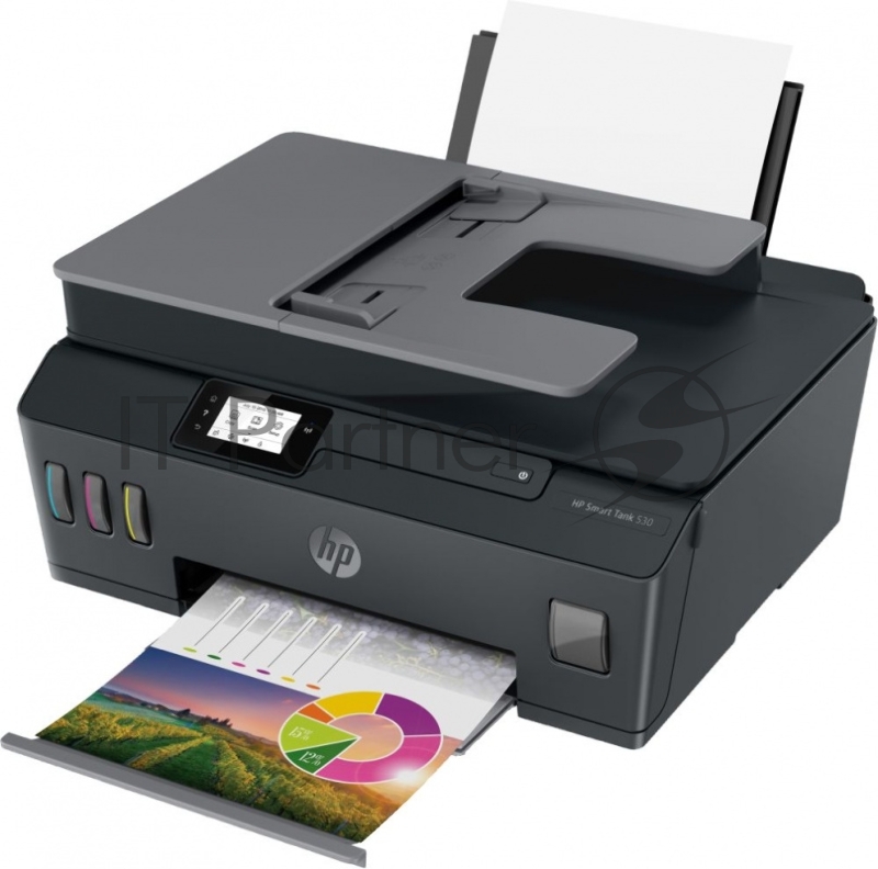 МФУ HP Smart Tank 530 AiO Printer (p/c/s, A4, 4800x1200dpi, CISS, 11(5)ppm, 1tray 100, ADF 35, USB2.0/Wi-Fi, 1y war, cartr. B 18K & 8K CMY in box)