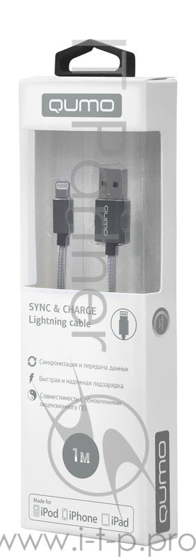 Кабель Cable Qumo MFI опл/мет 1м grey (AP300) (20718)