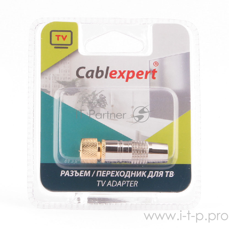 Разьем Cablexpert SPL6-04, F (папа), позолоченный, латунь OD8.5, блистер