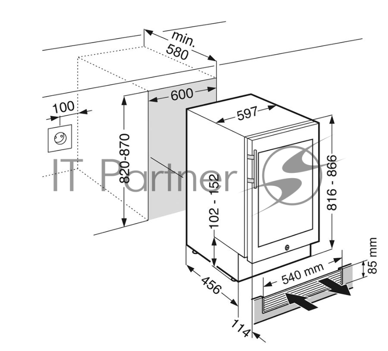 Винный шкаф Liebherr UWKES 1752 / 87x60x55см, монотемпературный, вместимость 46 бут