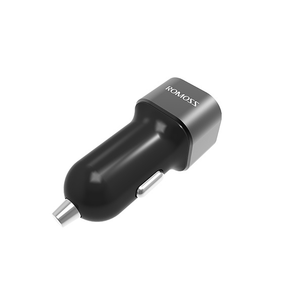 Автозарядка (автоадаптер) ROMOSS AM12 12W с 2 USB-портами на 5V 2.4A / 1A. Черная.