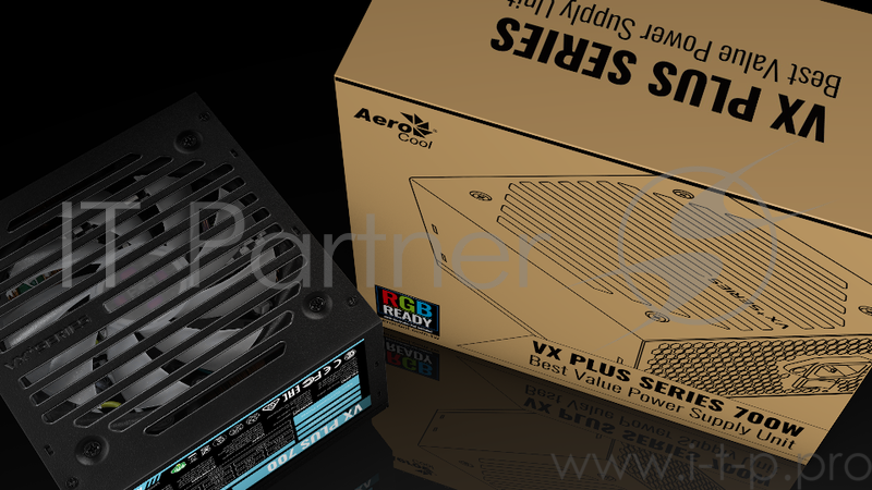 Блок питания Aerocool 700W Retail VX PLUS 700 RGB , подсветка, ATXv2.3 Haswell, fan 12cm, 500mm cable, power cord, PCIe 6+2P x2, SATA x6, PATA x3, FDD