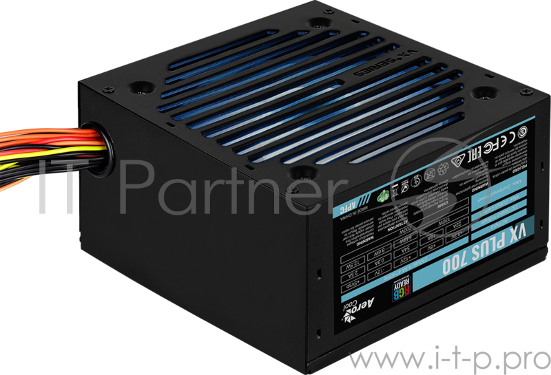 Блок питания Aerocool 700W Retail VX PLUS 700 RGB , подсветка, ATXv2.3 Haswell, fan 12cm, 500mm cable, power cord, PCIe 6+2P x2, SATA x6, PATA x3, FDD