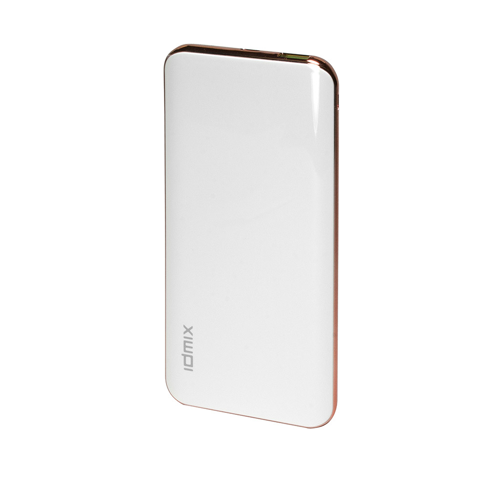 Внешний аккумулятор IDMIX Power Mint Q10 на 10000mAh с USB-портом и функцией QC 3.0, с разъемами Type-C и MicroUSB Fast Charge. Белая.