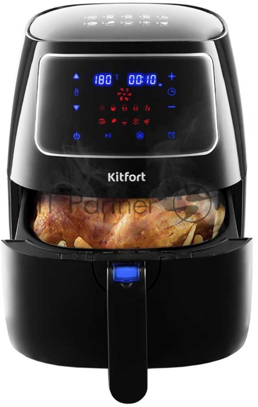 2211-КТ Аэрогриль Kitfort.Мощность: 1200–1400 Вт.Ёмкость корзины: 3,2 л.