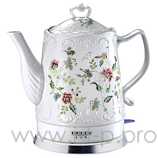 Чайник DELTA LUX DL-1239 корпус из фарфора Цветы : 1500 Вт, 1,5л (6)