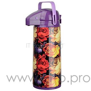 РК-2006М Термос с пневмопомпой ЗАБАВА РОЗЫ 2л (8) (РОССИЯ)