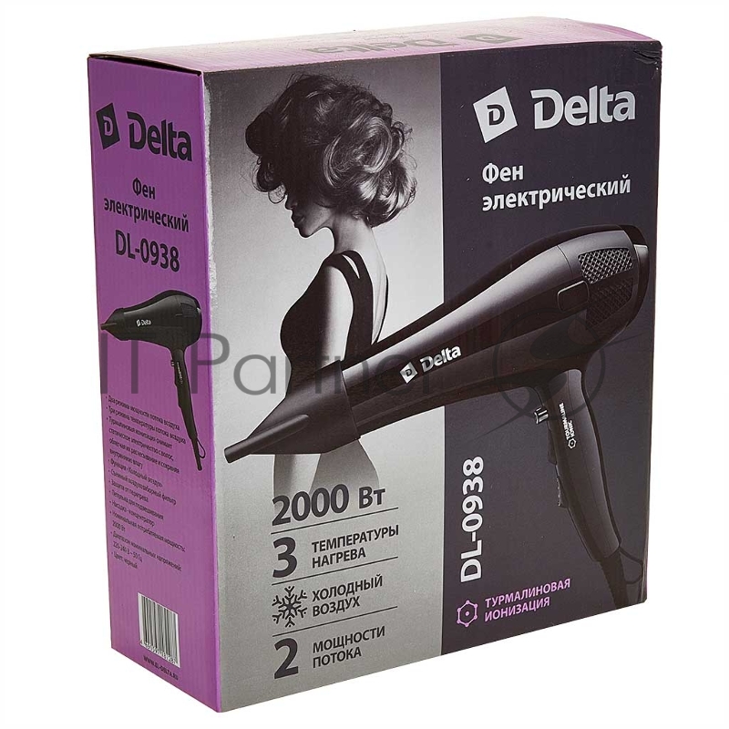 Фен DELTA DL-0938 : ХОЛОДНЫЙ ВОЗДУХ, 2200Вт, черный(Россия)(12)
