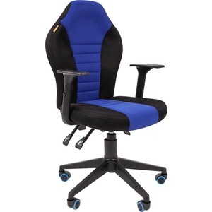Игровое кресло Chairman game 8 чёрное/синее (ткань, пластик, газпатрон 3 кл, ролики, механизм качания)