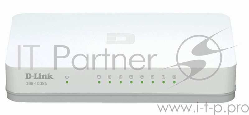 Коммутатор D-Link DGS-1008A/D2A, L2 Unmanaged Switch with 8 10/100/1000Base-T ports.8K Mac address,Auto-sensing, 802.3x Flow Control, Stand-alone, Auto MDI/MDI-X for each port, Plastic case.Manual + External P