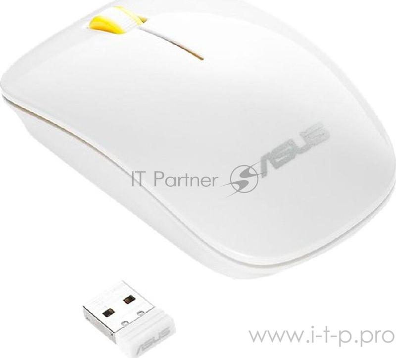 ASUS WT300 беспроводная мышь бело-жёлтая (1000/1600 dpi, USB, 3but+Roll, RF 2.4GHz, Optical, 90XB0450-BMU030)