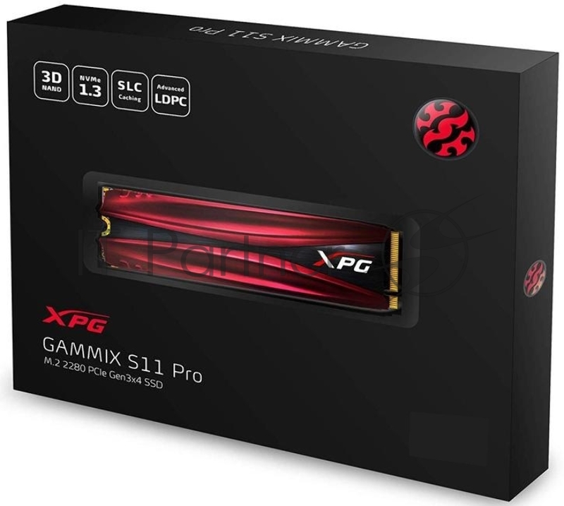 M.2 2280 2TB ADATA XPG GAMMIX S11 Pro Client SSD AGAMMIXS11P-2TT-C PCIe Gen3x4 with NVMe, 3350/2900, IOPS 360/360K, MTBF 2M, 3D NAND TLC, 1280TBW, NVMe 1.3, Heat Sink, RTL