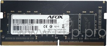 Оперативная память SO-DIMM DDR 3 DIMM 4Gb PC12800, 1600Mhz, AFOX (AFSD34BN1P) (retail)