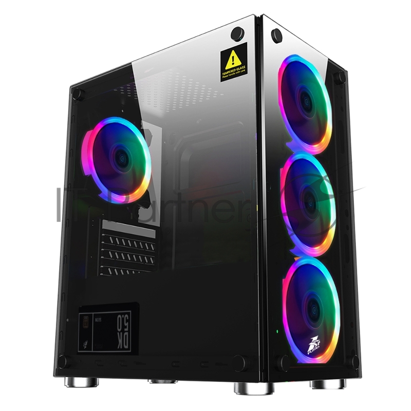 Корпус 1STPLAYER FIREBASE X2 / mATX, tempered glass side panels / 4x 120mm LED fans inc. / X2-4R1