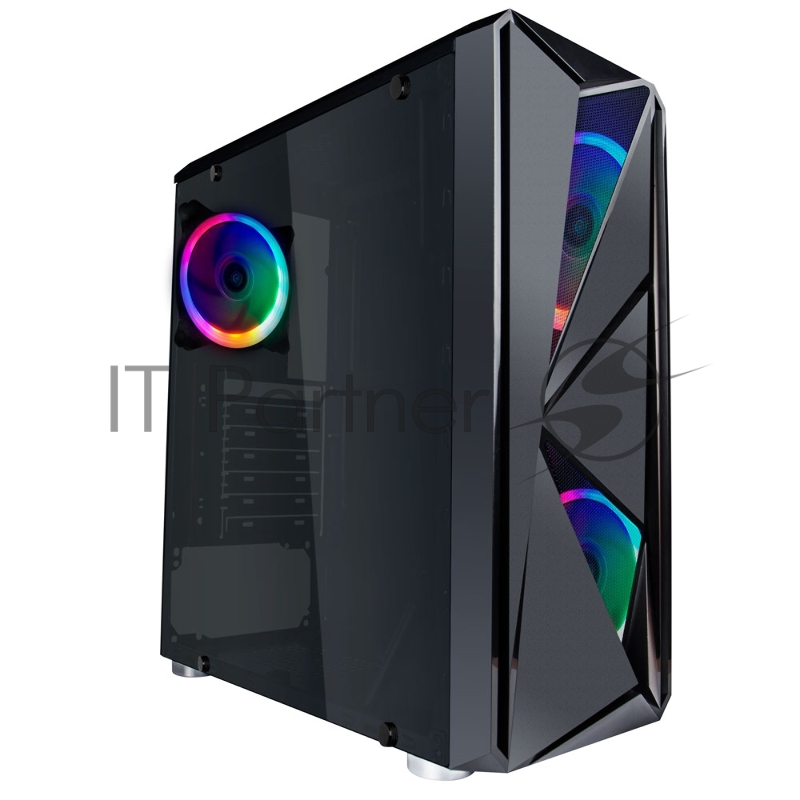 Корпус 1STPLAYER FIREROSE F4 / ATX, tempered glass side panels / 3x 120mm LED fans inc. / F4-3R1