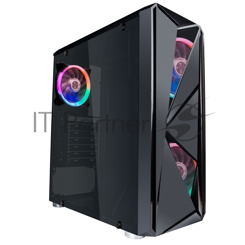 Корпус 1STPLAYER FIREROSE F4 / ATX, tempered glass side panels / 3x 120mm LED fans inc. / F4-3R1