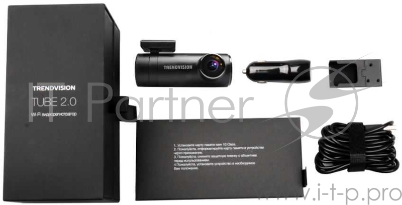 Видеорегистратор TrendVision Tube 2.0 черный 4Mpix 1440x2560 1080p 140гр. Hisilicon Hi3516D