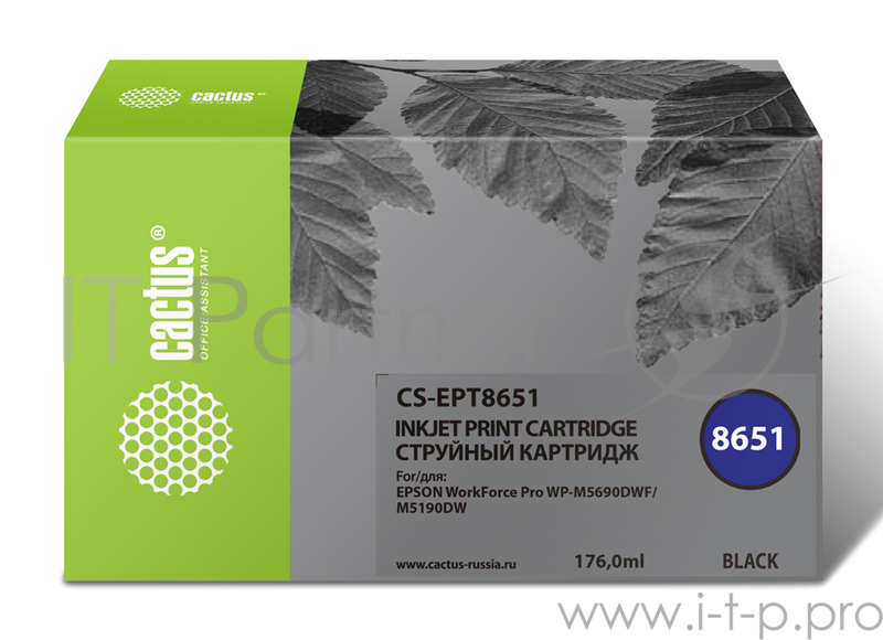 Картридж струйный Cactus CS-EPT8651 черный (8000стр.) для Epson WF5190/5690