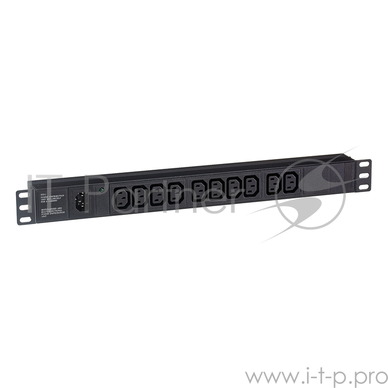 Блок розеток горизонтальный ExeGate ServerPro PDU-19H002 Al-10C13-C14-fr, 19, 1U, Алюминий, 10 IEC 320 C13, С14 front, черный