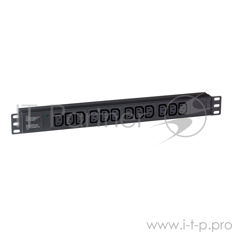 Блок розеток горизонтальный ExeGate ServerPro PDU-19H007 Al-12C13-C20, 19, 1U, Алюминий, 12 IEC 320 C13, С20, черный