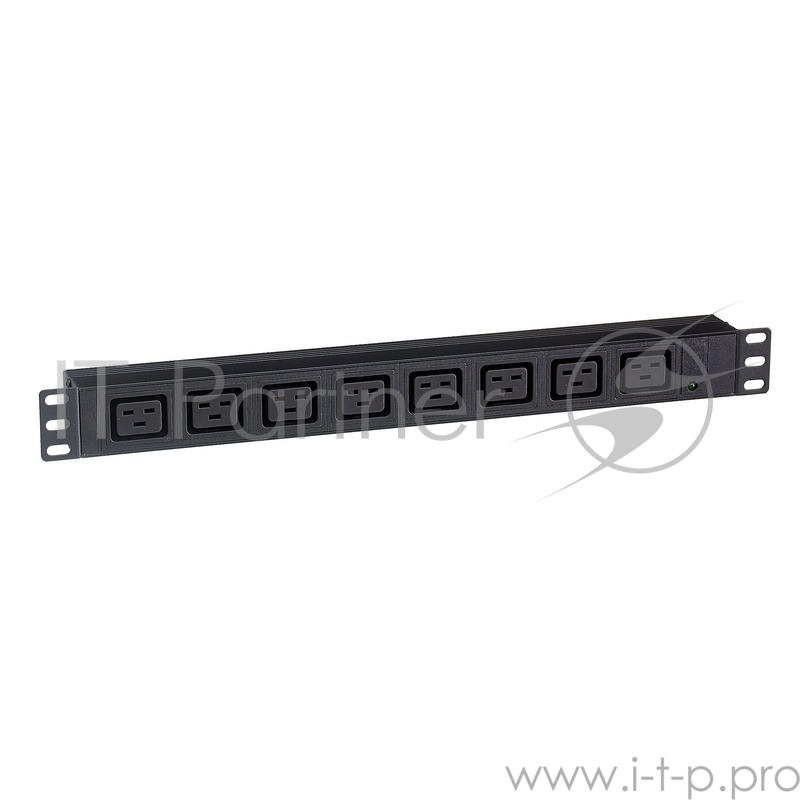 Блок розеток горизонтальный ExeGate ServerPro PDU-19H014 Al-8C19-C20, 19, 1U, Алюминий, 8 IEC 320 C19, С20, черный