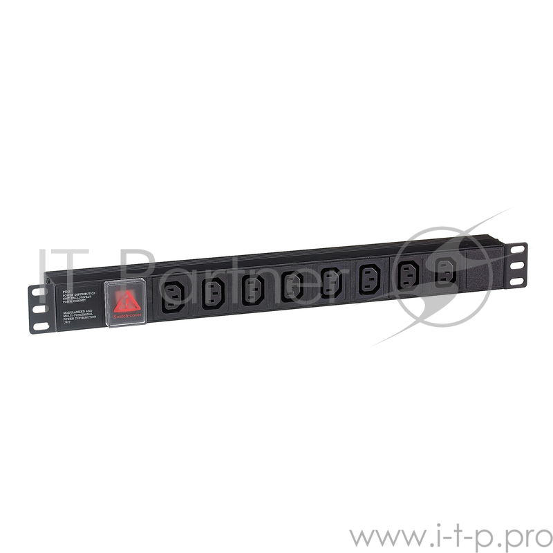 Блок розеток горизонтальный ExeGate ServerPro PDU-19H808 Al-8С13-C14-SW, 1U, Алюминий, 8 IEC 320 C13, С14, выкл. с подсветкой, черный