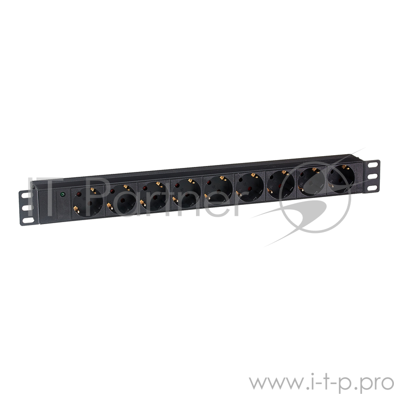 Блок розеток горизонтальный ExeGate ServerPro PDU-19H901 Al-9S-C14, 19, 1U, Алюминий, 9 Schuko, С14, черный