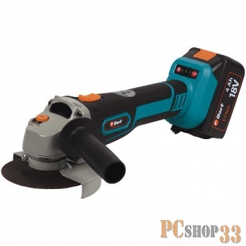 Машина шлифовальная угловая аккумуляторная Bort BWS-18Li-125 Диам. диска 125 мм Аккумулятор 4 А.ч Скорость холостого хода 4 000 - 9 000 об/мин