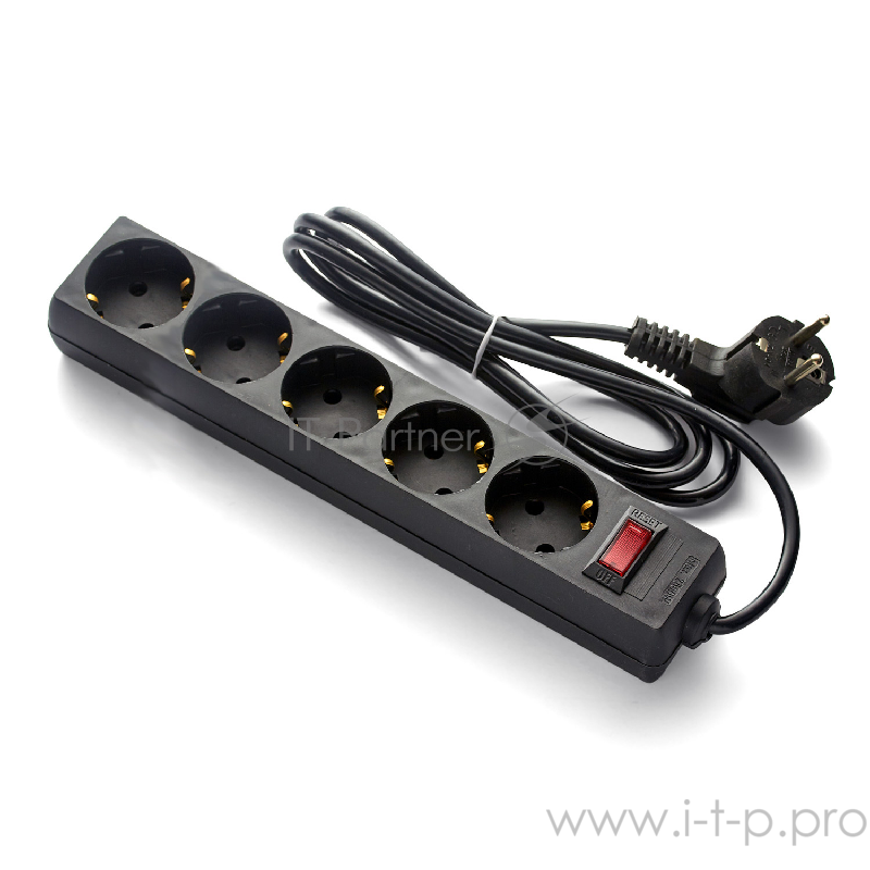 Exegate EX279358RUS Удлинитель ExeGate EC-5-5B (5 розеток, 5м, евровилка, черный)