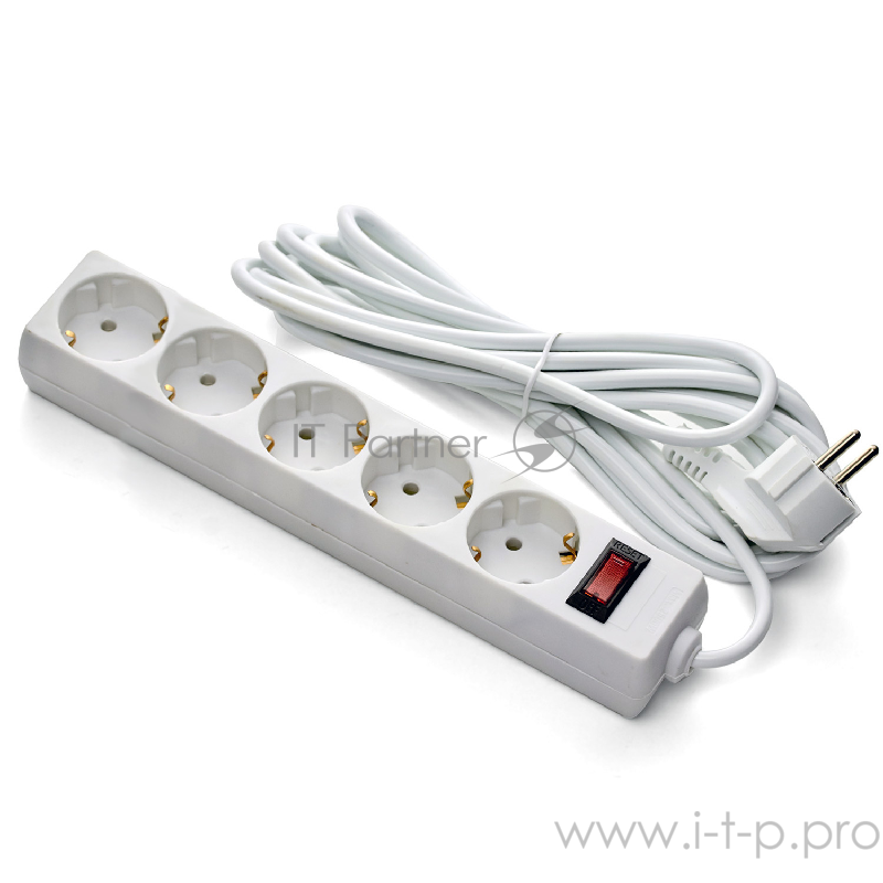 Exegate EX279360RUS Удлинитель ExeGate EC-5-3W (5 розеток, 3м, евровилка, белый)