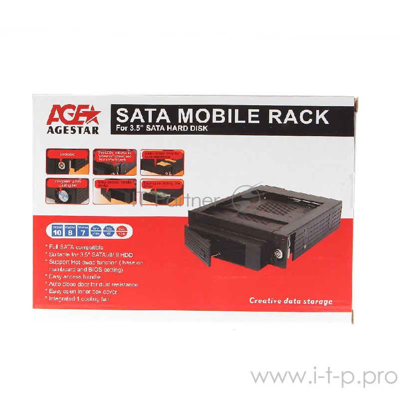 Mobile rack (салазки) 3,5 SATA I/II/III AgeStar SMRP (BLACK), чёрный