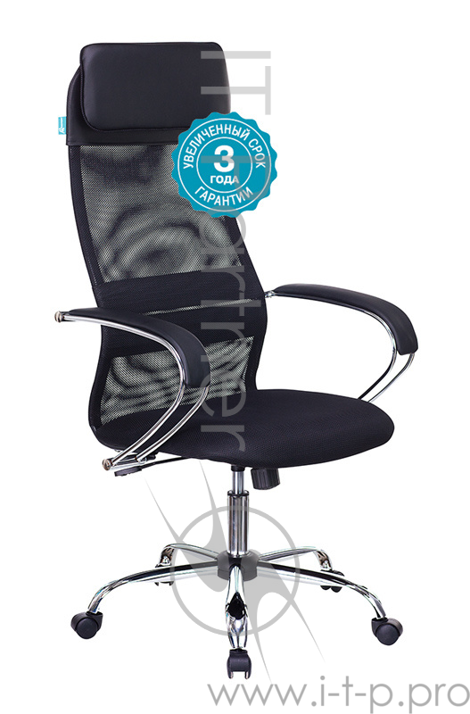 Кресло руководителя Бюрократ CH-608SL/BLACK спинка сетка черный TW-01 TW-11 искусст.кожа/ткань крестовина хром