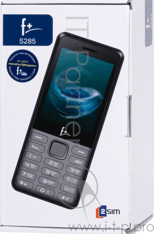 Телефон сотовый F+ S285 Dark Grey, 2.8 240х320, 32MB RAM, up to 16GB flash, 0,3Mpix, 2 Sim, BT v2.1, 1000mAh, 100g, 133 ммx56,8 ммx9,3 мм
