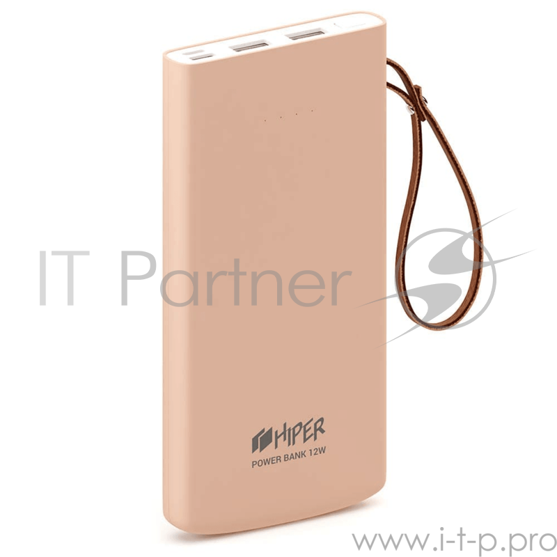 Аккумулятор HIPER Внешний аккумулятор HIPER TRAVEL 10K Li-Pol 10000 mAh Soft-touch 3A+3A 2xUSB 1xType-C персиковый