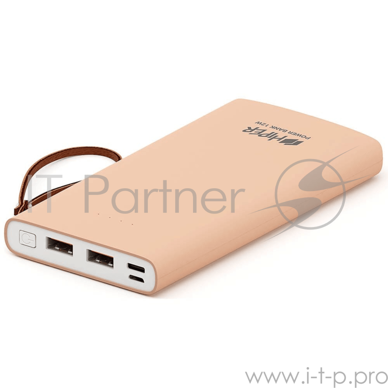 Аккумулятор HIPER Внешний аккумулятор HIPER TRAVEL 10K Li-Pol 10000 mAh Soft-touch 3A+3A 2xUSB 1xType-C персиковый