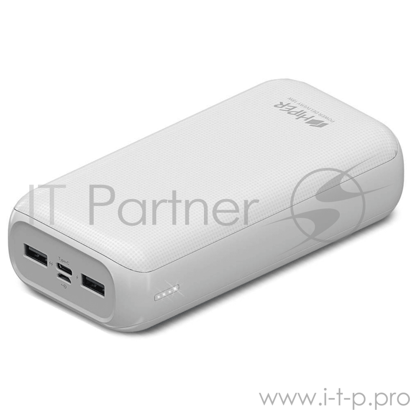Аккумулятор HIPER Внешний аккумулятор HIPER RPX30000 Li-Pol 30000 mAh QC 3A+2.4A 2xUSB 1xType-C белый