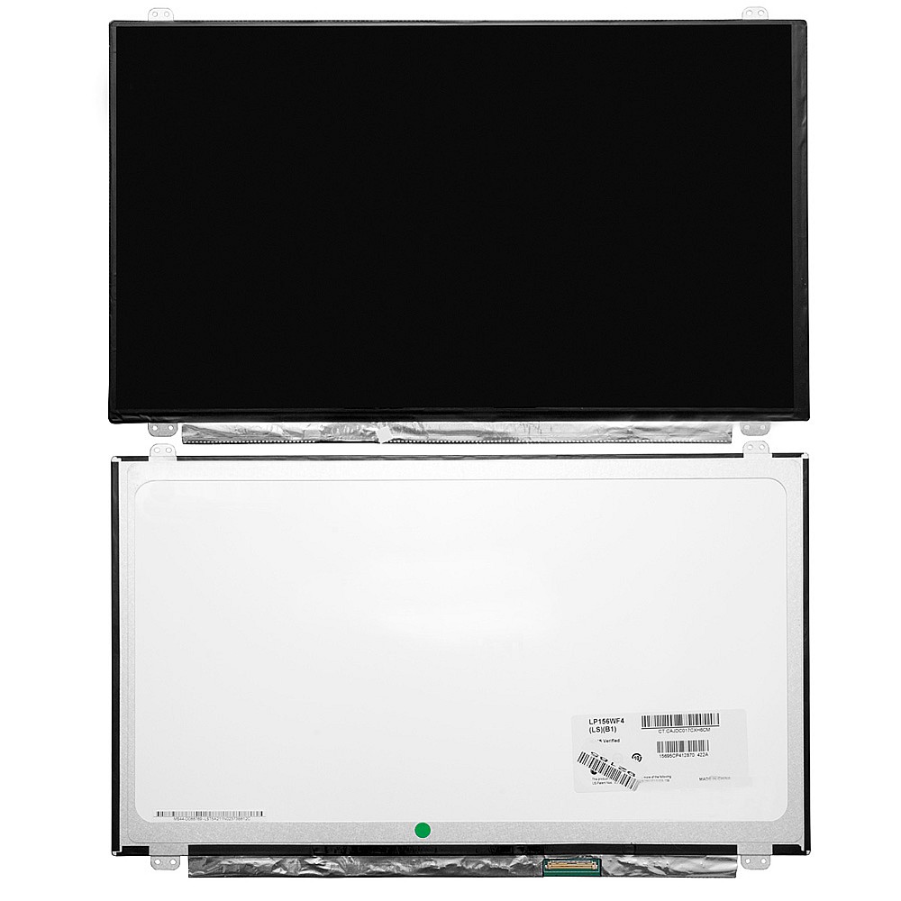 Матрица для ноутбука 15.6" 1920x1080 FHD, 40 pin Slim IPS, крепления сверху/снизу (уши). Матовая. LP156WF4 (SL)(B1), LP156WF4 (SL)(B5).