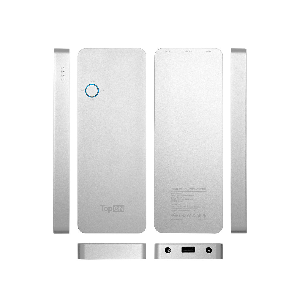 Универсальный внешний аккумулятор 12000mAh (44,4Wh) с USB-портом, для зарядки ноутбука Apple MacBook Air/Pro, планшета и смартфона. Серебристый.
