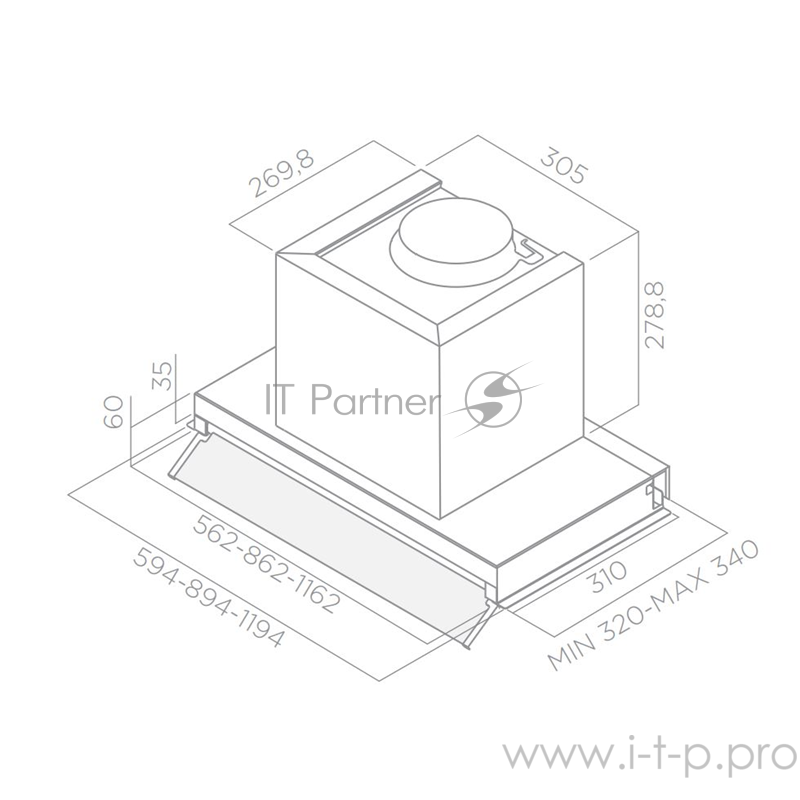 Вытяжка ELICA BOX IN PLUS IXGL/A/60 / 60 см, 1000 куб.м., механическое поворотное управление, нержавеющая сталь+белое стекло