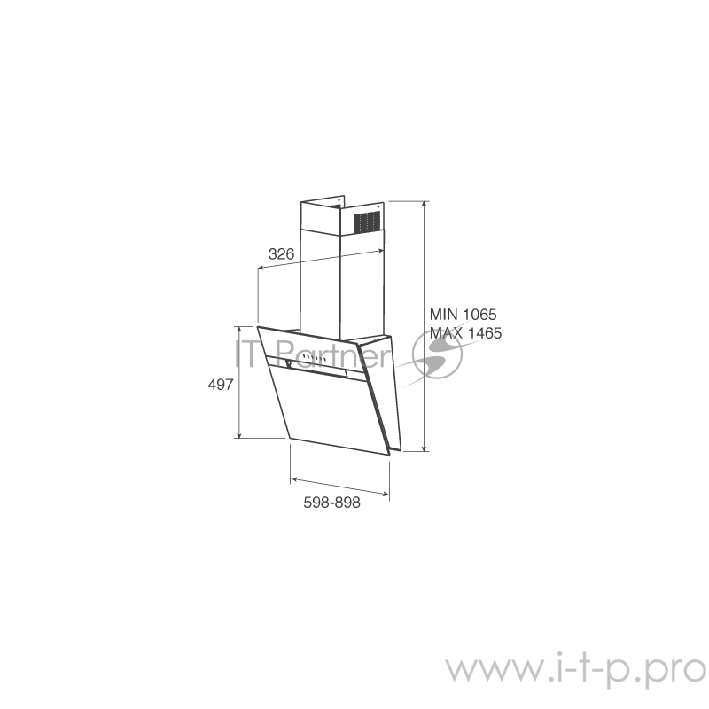 Вытяжка наклонная JET AIR BONNY WH 60 A / сенсорное управление, 800 куб. м. , белая