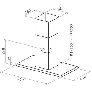 Вытяжка островная ELICA GALAXY ISLAND WHIX/A/90X45 / 1000 куб.м., сенсорное управление, нержавеющая сталь+белое стекло