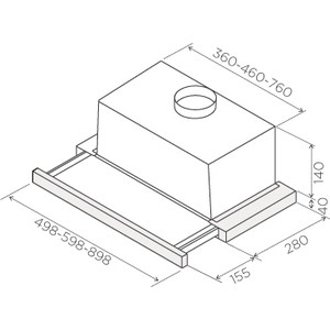 Встраиваемая вытяжка JET AIR AURORA LX/GRX/F/50 / 50 см, 650 м3, кнопочное управл., цвет:нерж.сталь