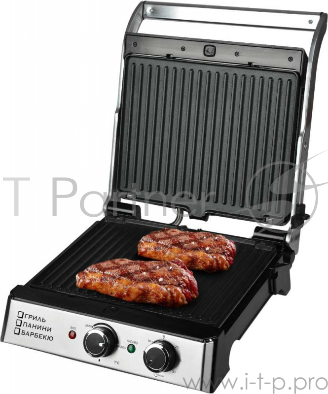 Электрогриль GFGril GF-155 2000Вт серебристый/черный